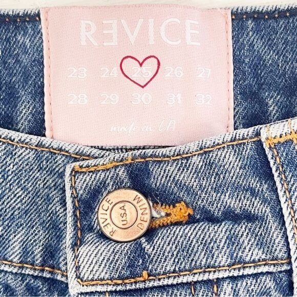 REVICE high waisted denim shorts Malibu cut off Distressed frayed hem 25 - Picture 7 of 8